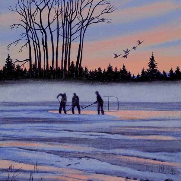 Pond Hockey Giclee on Paper // High Quality Print on Paper