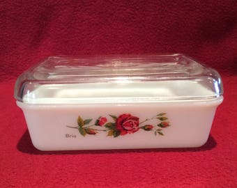Pyrex JAJ Brio Rose Butter Dish 1963