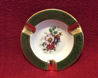 Limoges Flower Pattern Porcelain Ashtray 104mm diameter