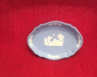 Wedgwood Blue Jasperware Trinket Tray or Pin Dish Oval