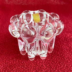VMC Reims France Clear glass bubble glass tealight candle holder. Flower shape. 1970&#39;s