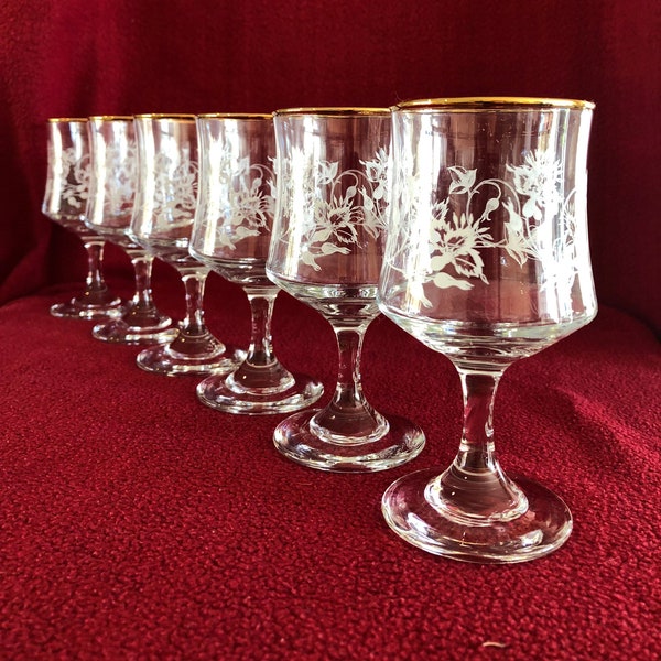 Dema Honeysuckle Wine Glasses set of 6 with original box circa 1970