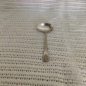 EPNS Falstaff Plate England Baby Feeding Spoon 11.2cm long circa 1950&#39;s