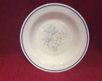 Pyrex Iris Blue Iris Soup Plate 22cm diameter circa 1985