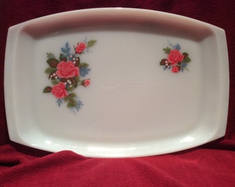 Pyrex JAJ Cottage Rose Platter Serving Tray 9 3/4" x 14 5/8"