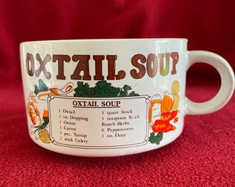 Mid century ceramic scotch broth soup recipe soup mug. Handled 