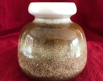 Volkseigener Betrieb East Germany DDR ceramic vase. White brown speckled Pottery. Vase shape 2803D.