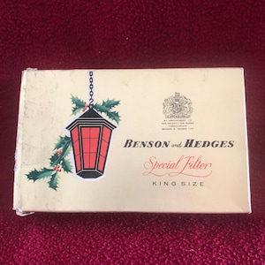 Benson and Hedges Special Filter King Size 50 Cigarette Christmas Gift box. London Old Bond Street. 1970&#39;s