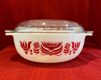 Pyrex JAJ Martian Flower 3pt round easy grip lidded casserole dish. #510 1960's