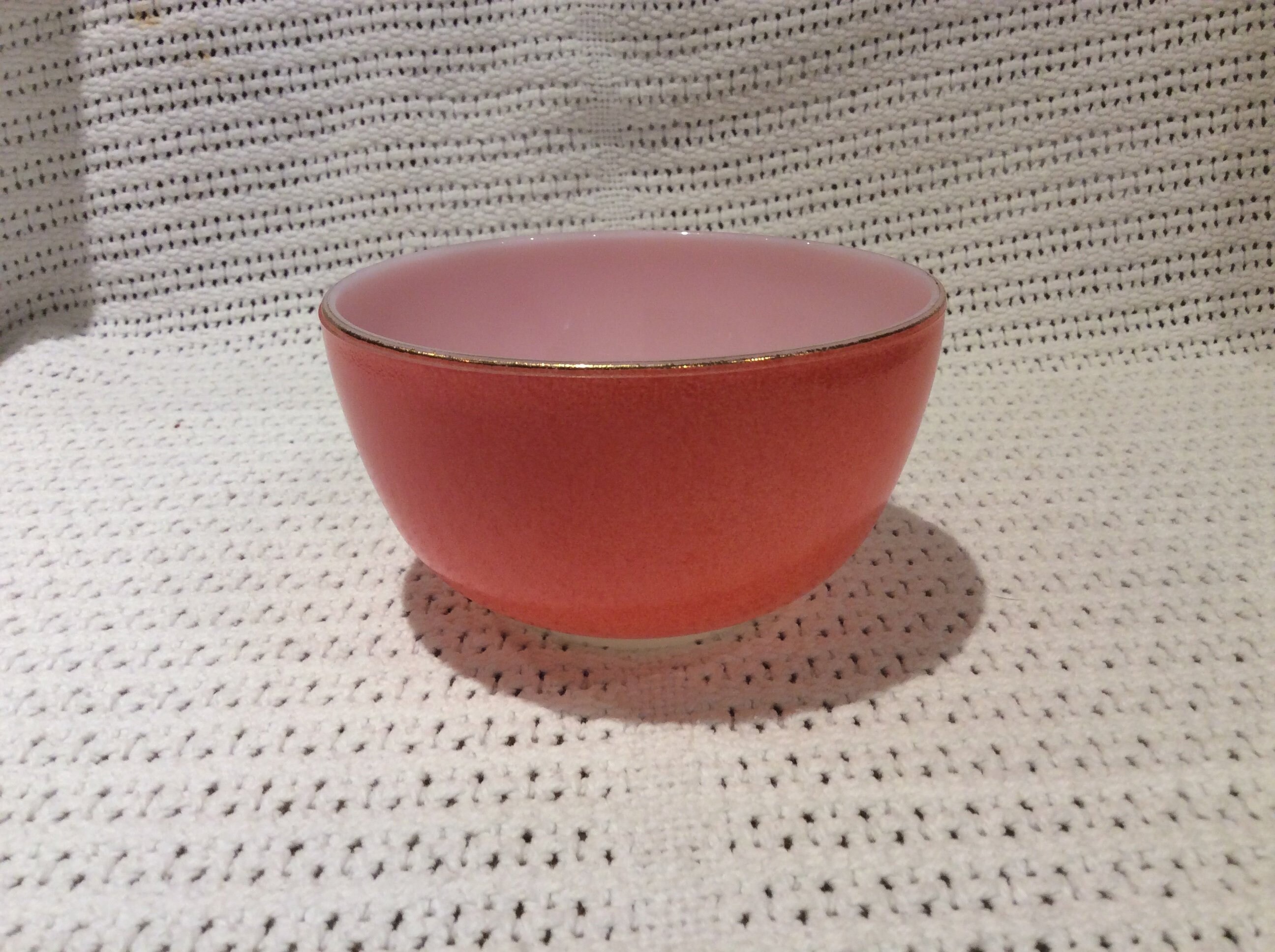 Pyrex JAJ Weardale Deep Coral Red Sugar Bowl with Gold Edge