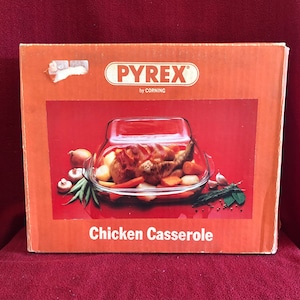Pyrex Iris Blue Iris Easy Roast circa 1985 #535 with original box