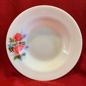 Pyrex JAJ Cottage Rose Soup bowls 1/2 pint 8 7/16 diameter circa 1960