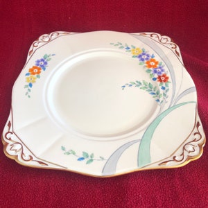 Vintage Tuscan China Cake Plate: Floral Gilt Edges, Made in England