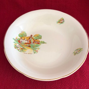 Barratt&#39;s of Staffordshire Ceramic serving bowl depicting a Devon Cottage. circa 1940