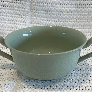 Spode Flemish Green England Soup bowl. Classic pale green mid century retro utility china. 1940's