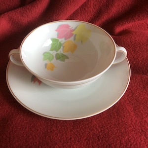 I Bernardaud & Co Limoges Cynthia Soup Bouillon Bowl and Saucer