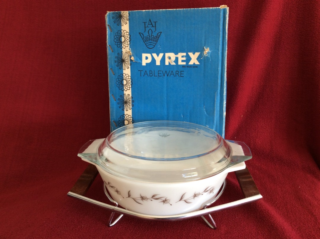 Pyrex JAJ Argento bircino Casserole 3 pinta 513 con tavolo stand