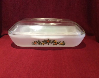 Phoenix Opalware Citrus Fruits Oranges and Lemons pattern 2.5 pint Roasting Dish