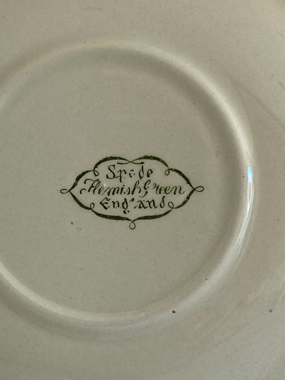 Vintage Spode Flemish Green Saucer: England Retro China (14.5cm