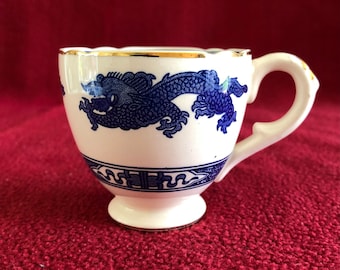 Vintage Royal Cauldon Blue Dragon Demitasse Cup: England, Circa 1930s