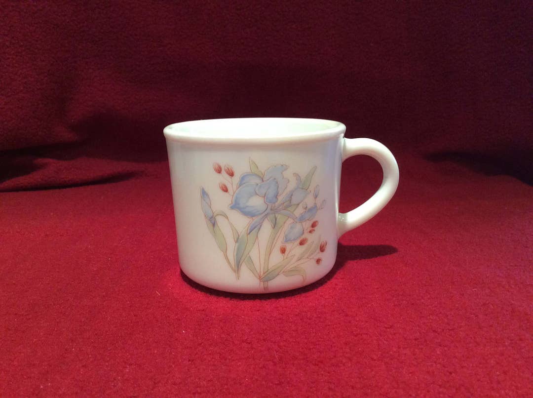 Pyrex Iris Blue Iris Coffee Cup Circa 1985 Etsy UK