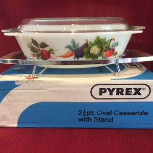 Vintage Pyrex Market Garden Casserole with Stand & Box