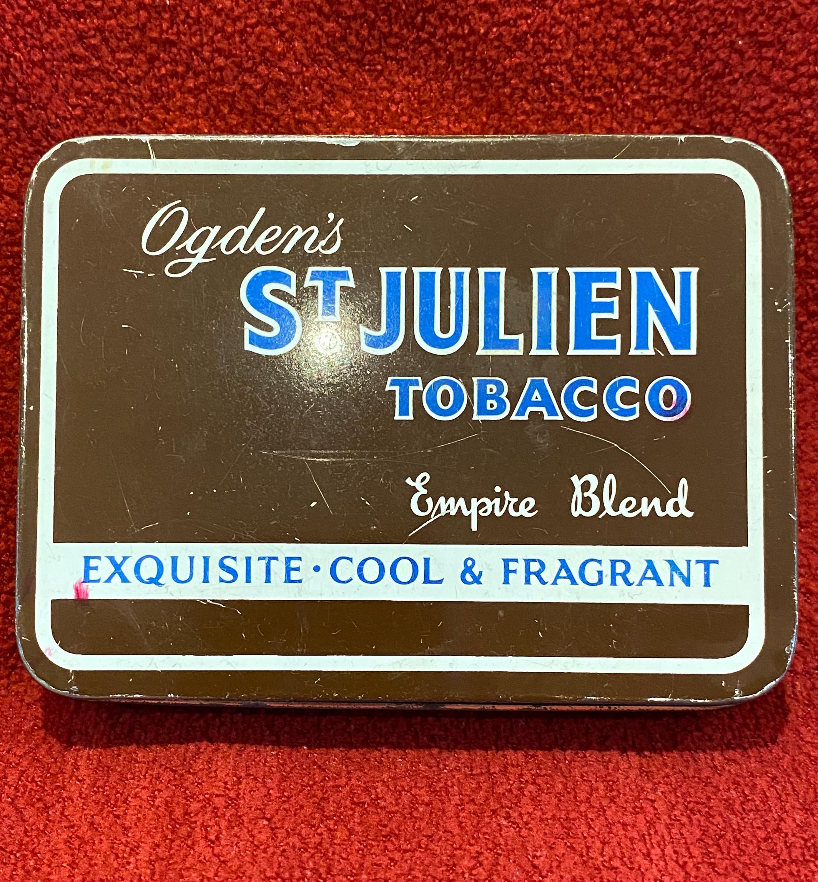 st julien tobacco tin Ogden's St Julien Tobacco Tin Empire Blend. Exquisite, Cool and Fragrant