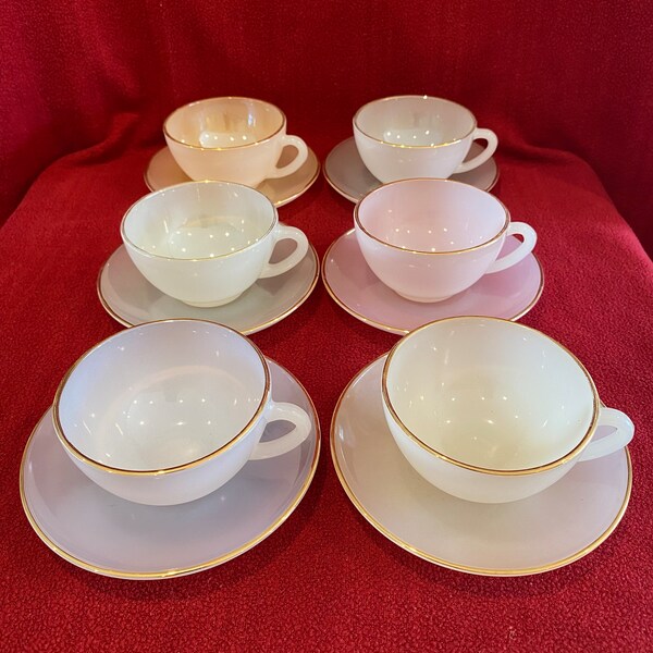 Lot De 6 Soucoupes Arcopal France - Modèle Arlequin Opale - Multicouleur - Occasion