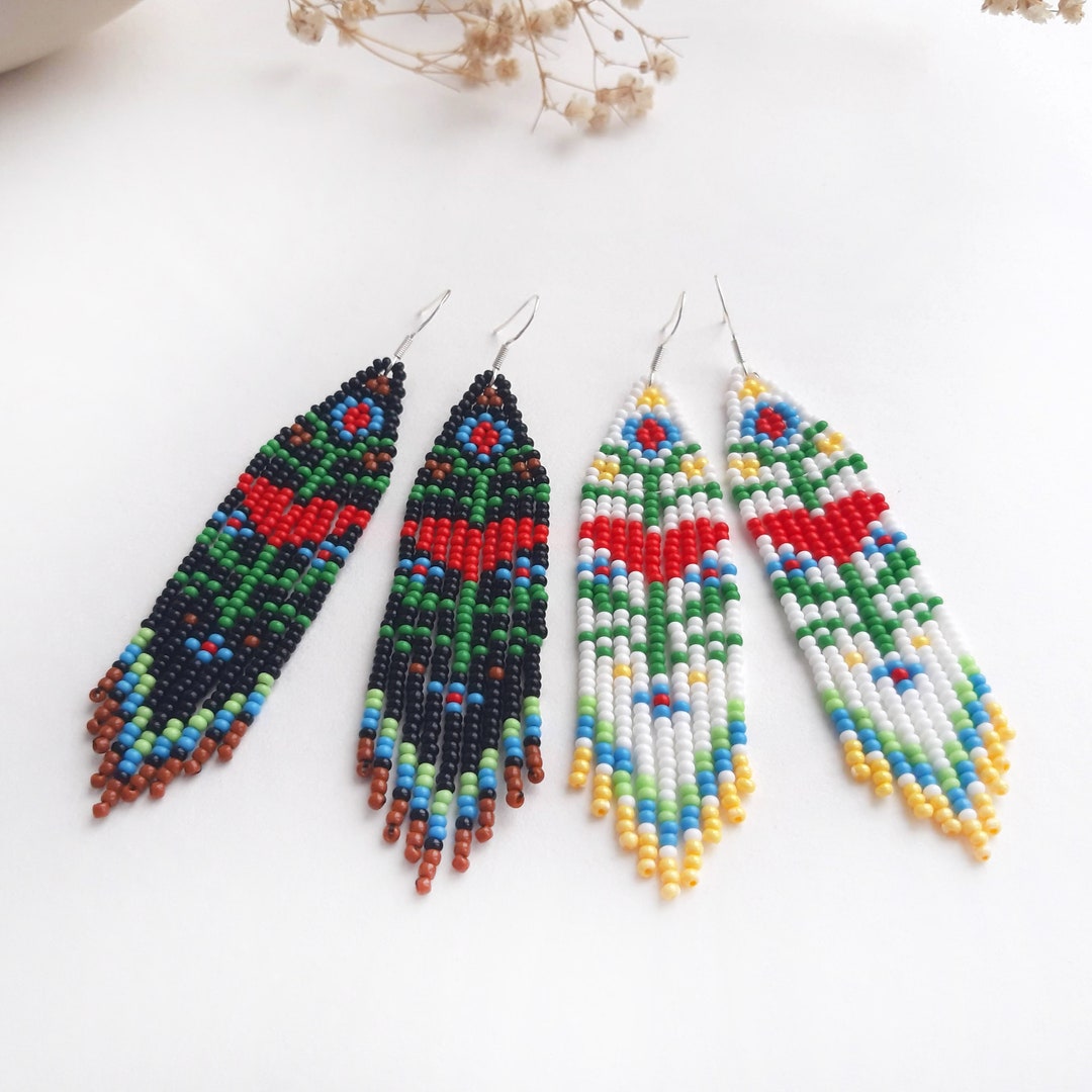 Red Maasai Beaded Chandelier Earrings