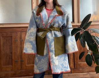 Handmade Vintage Floral Blanket Coat