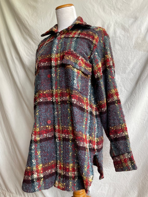 vintage 70s multicolor plaid shirt collared jacket - image 5