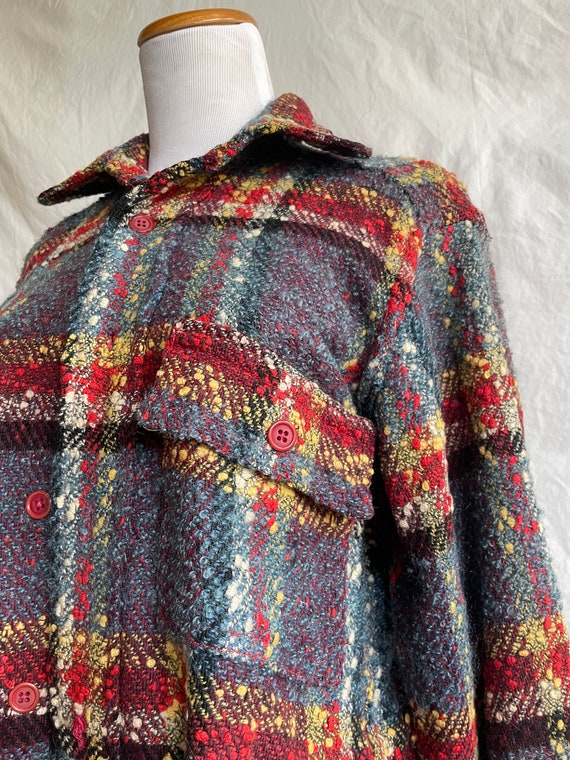 vintage 70s multicolor plaid shirt collared jacket - image 2