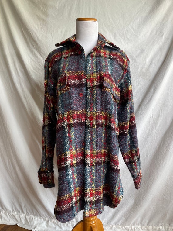 vintage 70s multicolor plaid shirt collared jacket - image 3