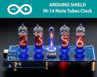Nixie Tubes Clock IN-14 Arduino Shield (Column, Sockets, Arduino) [4 Tubes] Gra & Afch