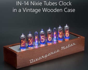 Nixie Clock on IN-14 Tubes in a Wooden Case (with USB and Music) for Boyfriend, Husband, Vintage, Glowing Clock, Gift, Steampunk