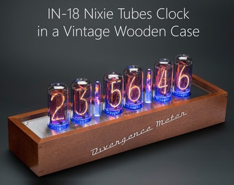 Nixie Clock on IN-18 Tubes in a Wooden Case (Temp. sensor, GPS sync.) for Boyfriend, Husband, Vintage, Glowing Clock, Gift, Steampunk