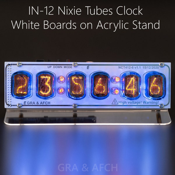 IN-12 Nixie Tubes Clock on Acrylic Stand RGB  USB  Musical [Arduino compatible]