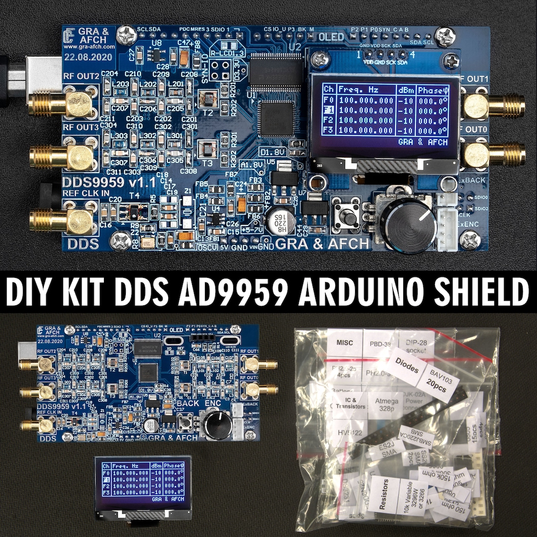 DIY KIT for DDS AD9959 Shield Signal Generator 4 Synchronized Channels ...