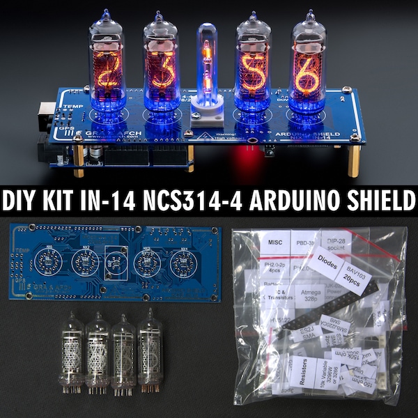 DIY KIT for IN-14 Arduino Shield NCS314-4 Nixie Tubes Clock [Tubes, Columns, Sockets]