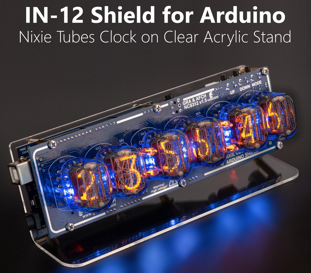 IN-12 Shield for Arduino Nixie Tubes Clock With Sockets on Acrylic ...