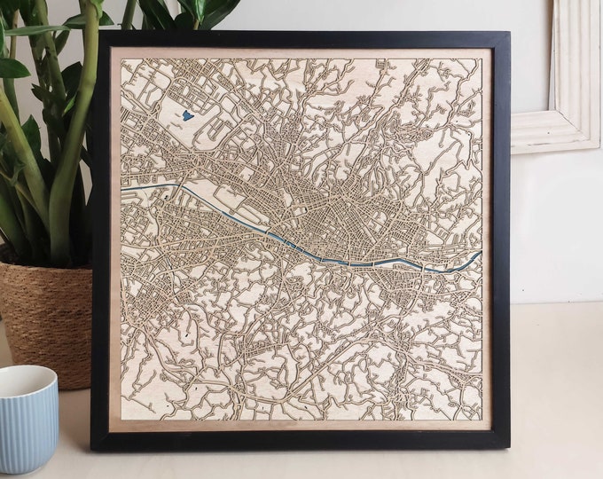 Florence Custom Wood Map - Personalized Art Gift