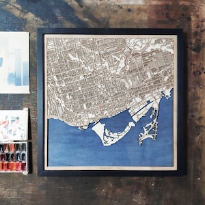 Toronto Holzkarte - Lasergravur