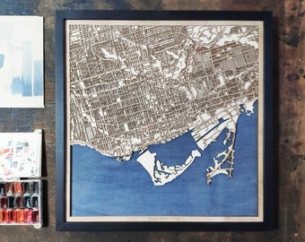 Toronto Wooden Map - Laser Engraved