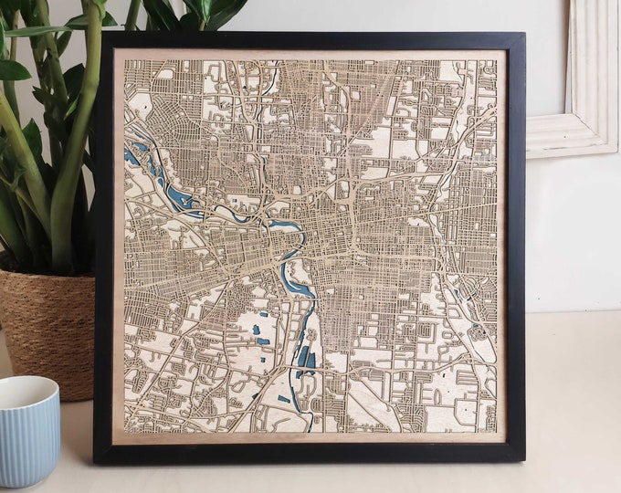 Columbus Custom Wood Map - Personalized Art Gift