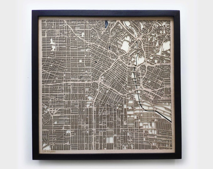 Los Angeles Wood Map - 5th Anniversary Gift - Custom Wooden Map Laser Cut Framed Maps Wall Art - Wedding Engagement Gift for Couple