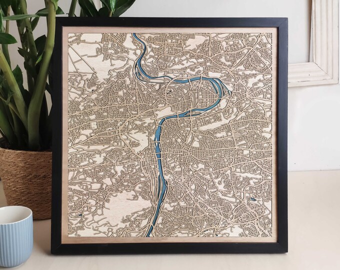 Prague Custom Wood Map - Personalized Art Gift