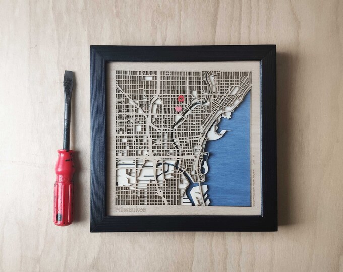 Milwaukee Wooden Map - Laser Engraved