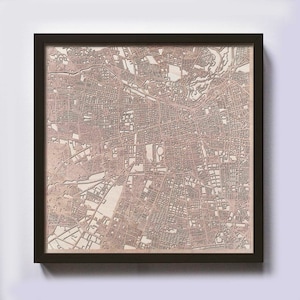Carte en bois de Santiago - cadeau 5e anniversaire - carte en bois personnalisée découpée au laser encadré cartes art mural - cadeau de fiançailles de mariage pour couple