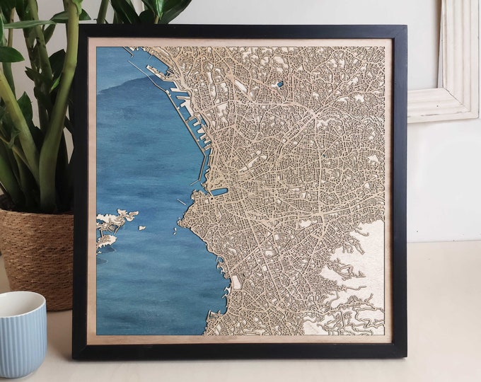 Marseille Custom Wood Map - Personalized Art Gift