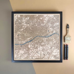 Carte en bois personnalisée de Francfort - Cadeau d'art mural décoration d'intérieur